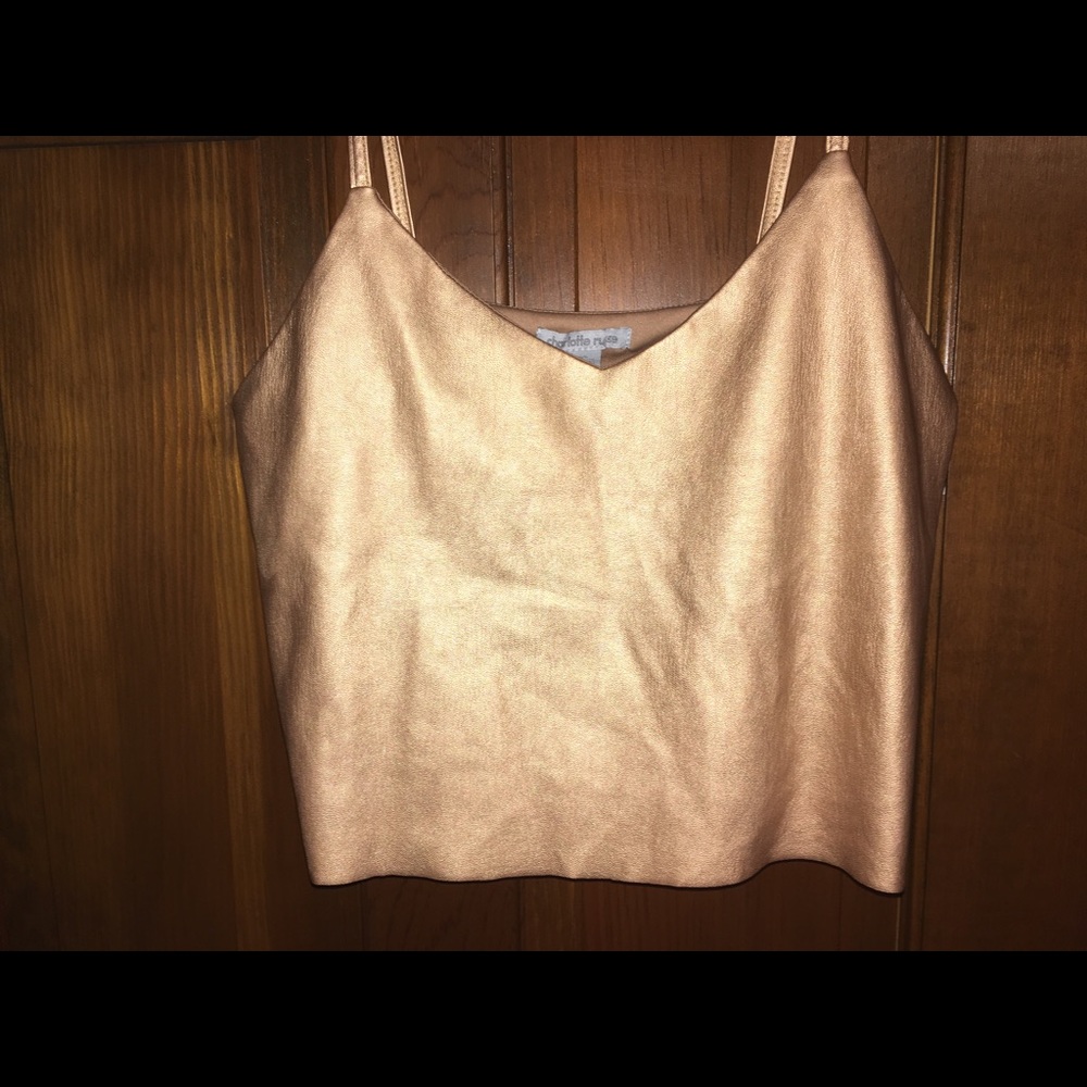 Gold foil cropped tank top